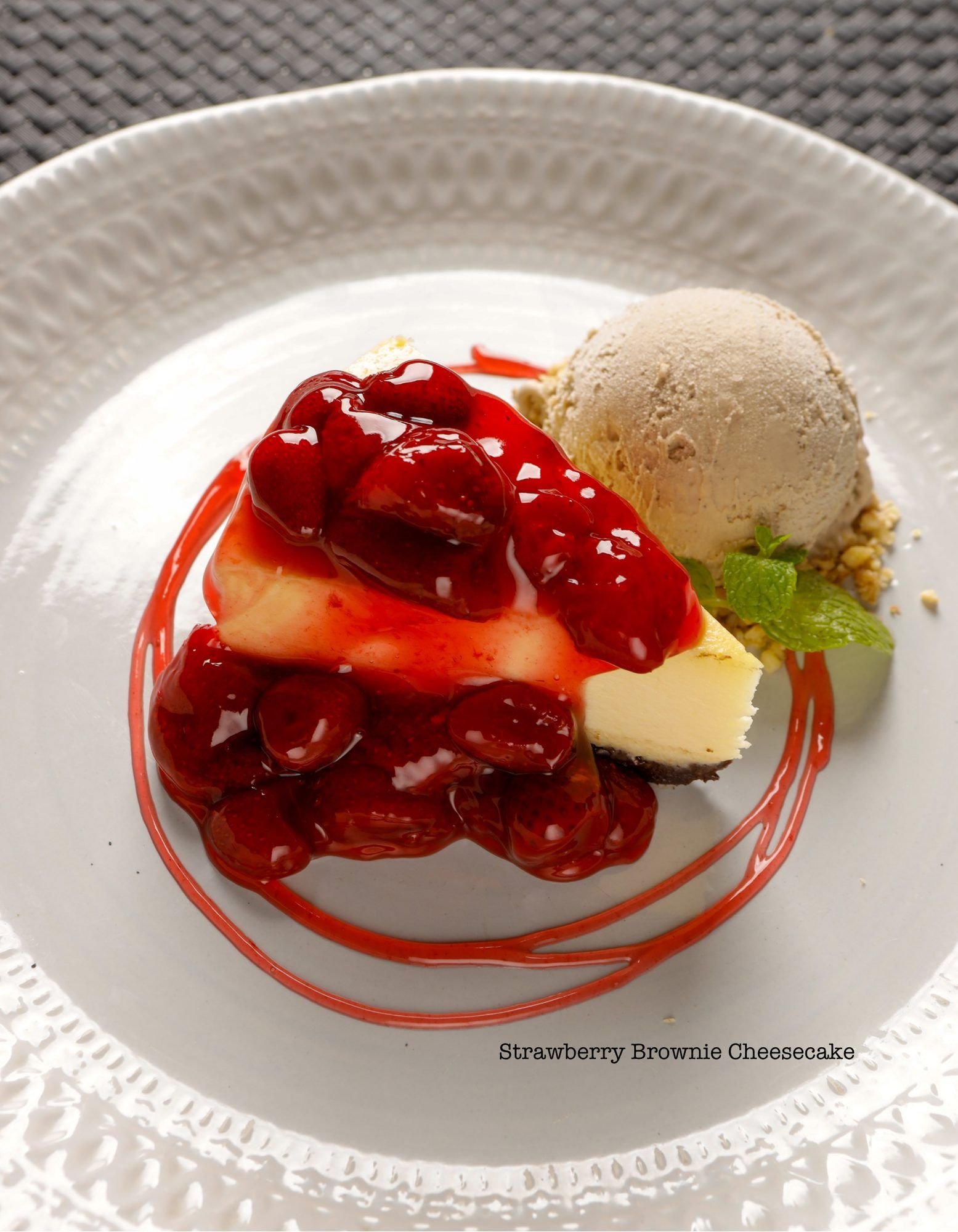 Strawberry Brownie Cheesecake